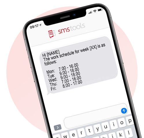 Servicios de SMS para planificadores de trabajo